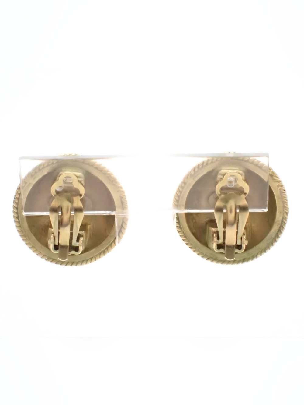 CHANEL CC Earrings Clip On Vintage Gold Plated 95 Circa - Picture 2 of 5